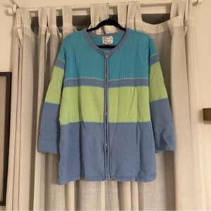 Colorful Striped Zip-Up Cardigan